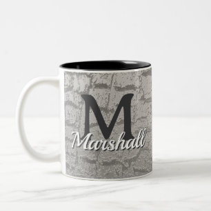 Monogramm Baumrinden-Foto mit Namensfamilieninitia Zweifarbige Tasse