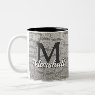 Monogramm Baumrinden-Foto mit Namensfamilieninitia Zweifarbige Tasse