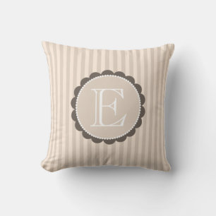 Monogramm Beige Braune Streifen Kissen