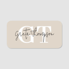 Monogramm Beige für schwarze und weiße Signaturen Namensschild