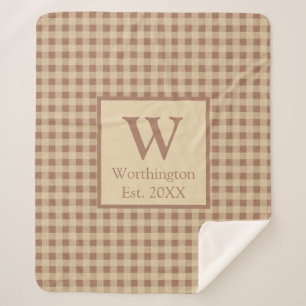 Monogramm Beige Rost Büffel Karo Rustikal Landhaus Sherpadecke