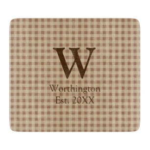 Monogramm Beige Rost Büffel Karo Rustikale Landhau Schneidebrett