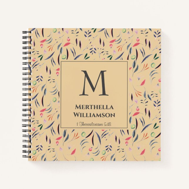 Monogramm | Beige Vintag | PERSONALISIERT Notizbuch (Vorderseite)