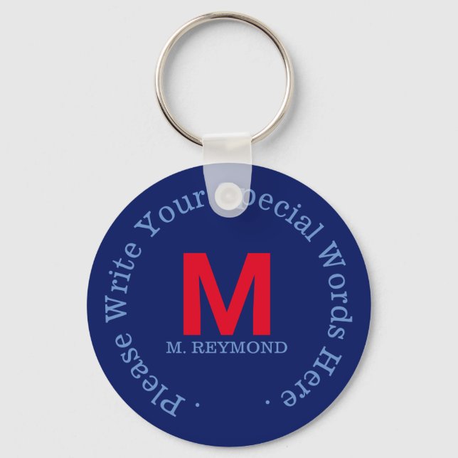 monogramm benutzerdefinierter, blauer Promotiontex Schlüsselanhänger (Vorderseite)