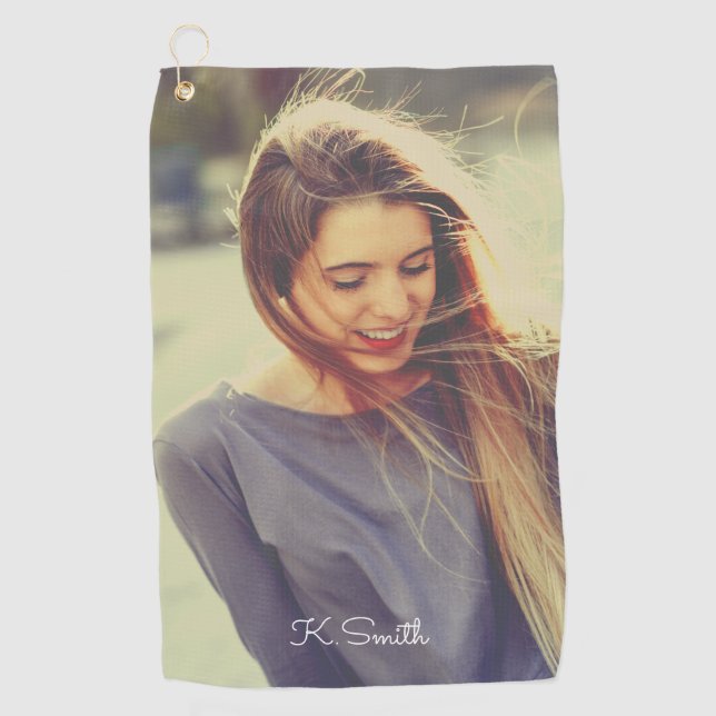 Monogramm benutzerdefiniertes Foto mit La Boca-Fil Golfhandtuch (Vorderseite)