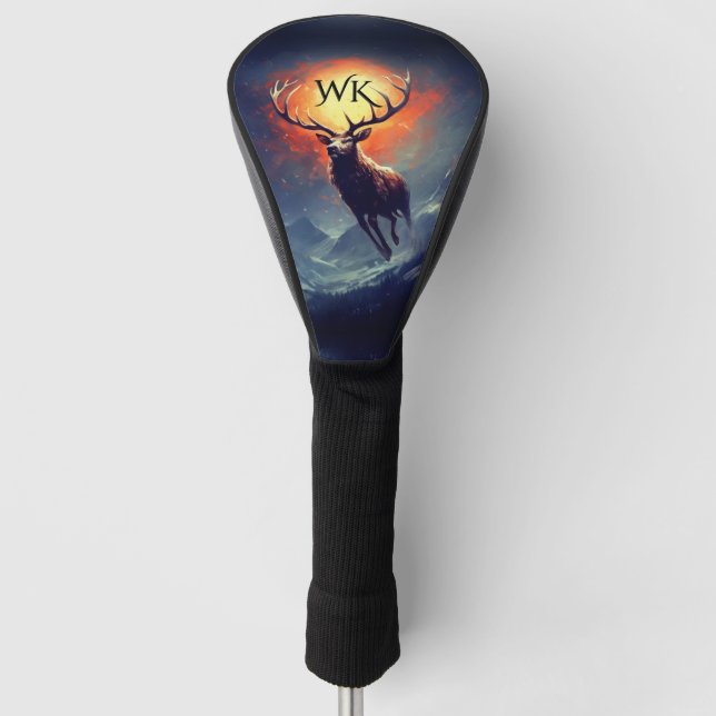 Monogramm-Bergschuh, der aus dem Flammenfeuer läuf Golf Headcover (Vorderseite)