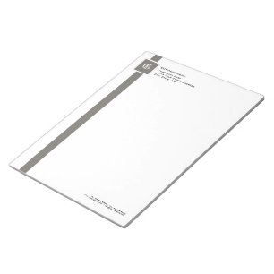 Monogramm beruflich, grau und weiß Streifen, 11 Zo Notizblock