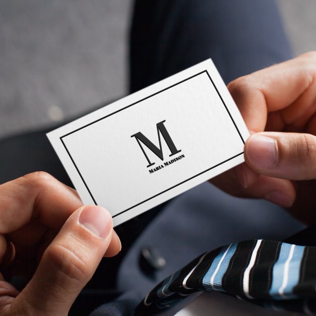 Monogramm Beruflich Schwarz/Weiß-modern Visitenkarte (Von Creator hochgeladen)