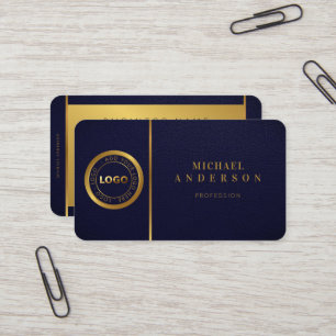 Monogramm Berufliches Luxe-Dunkel-Gold-Circle-Logo Visitenkarte