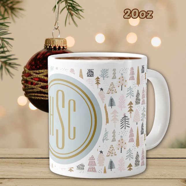 Monogramm, Big 20oz. Rustikale Winterbäume Jumbo-Tasse (Von Creator hochgeladen)