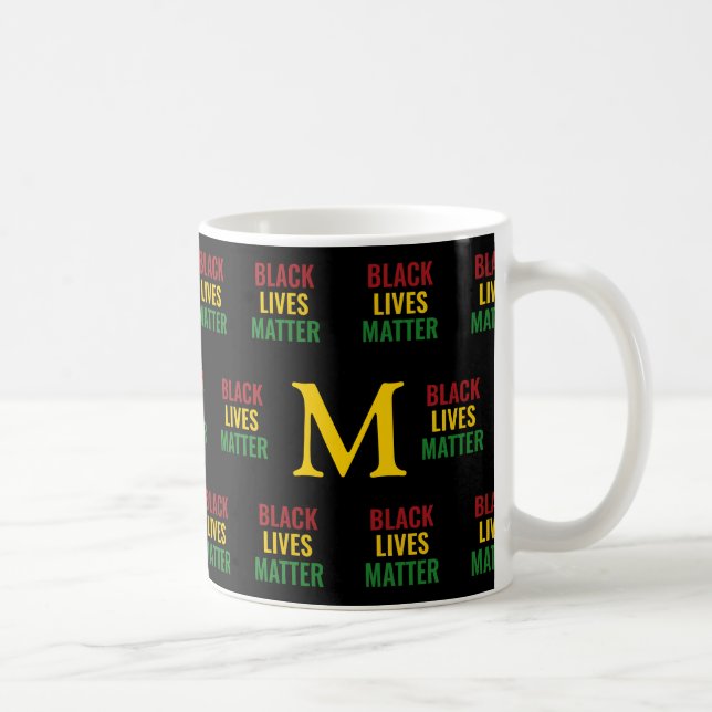 Monogramm BLACK LIVES MATERIE Red Yellow Green Kaffeetasse (Rechts)