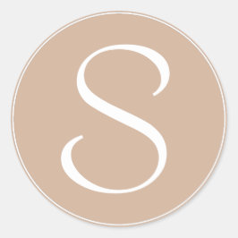 Monogramm blassbraun mit weißem Ring BT Runder Aufkleber