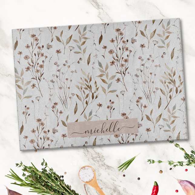 Monogramm Blätter für delikate Wasserfarbe Getrock Schneidebrett (In situ)