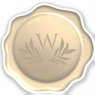 Monogramm Blätter Goldwachssiegel geprägtes Laub Aufkleber