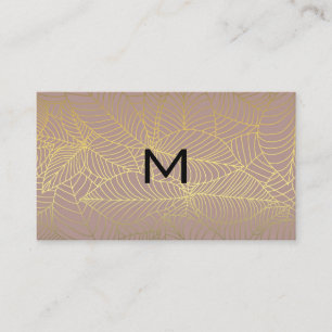 Monogramm   Blätter-Muster für Goldlinien Visitenkarte