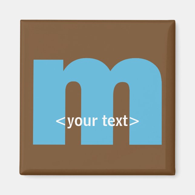 Monogramm Blau - Braun - Buchstabe m Magnet (Vorne)