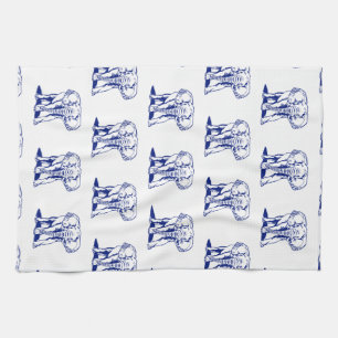 Monogramm Blau-elefant-Linienzeichnung Handtuch