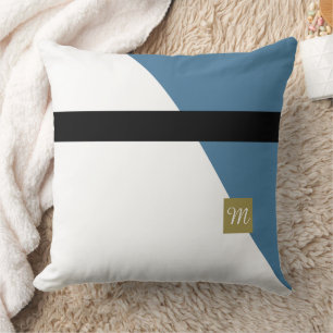 Monogramm Blau Grün Farbig Blockiert Kissen