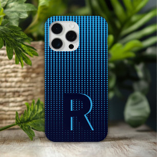 Monogramm Blau Halftone Moderne Initiale Personali Case-Mate iPhone Hülle