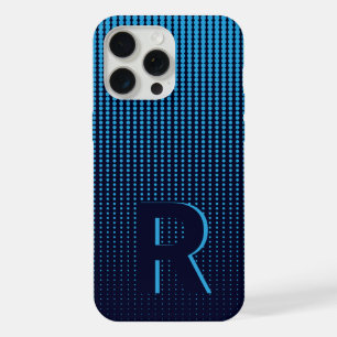Monogramm Blau Halftone Moderne Initiale Personali iPhone 15 Pro Max Hülle