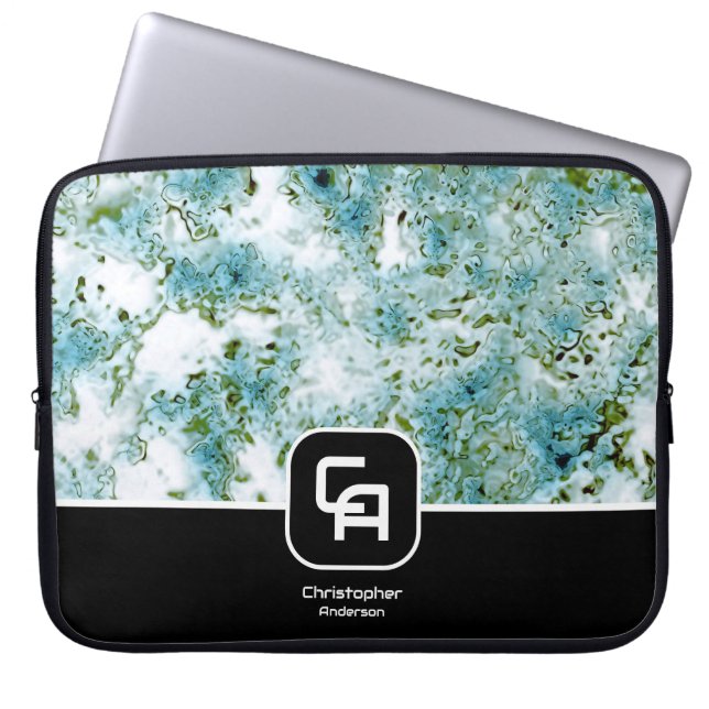 Monogramm Blau Laptopschutzhülle (Vorderseite)