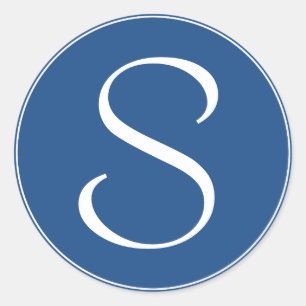 Monogramm Blau mit weißem Ring BT Runder Aufkleber