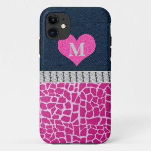 Monogramm, Blau, rosa Giraffendruck iPhone 5 Fall Case-Mate iPhone Hülle