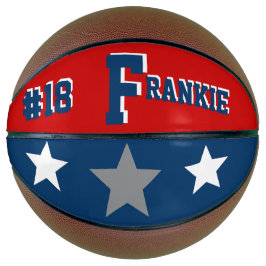 Monogramm Blau, Rot und Grau Basketball