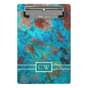 Monogramm Blau Shattuckit Mini Klemmbrett
