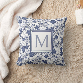 Monogramm Blau und Grau Kissen