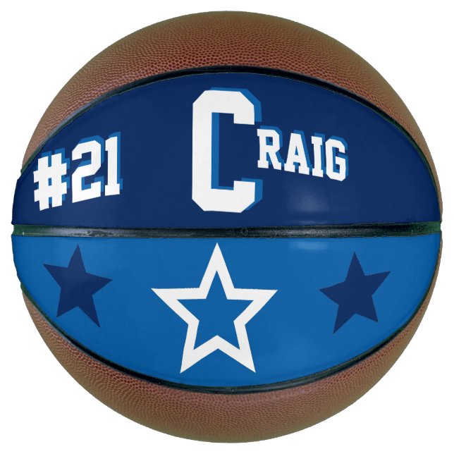 Monogramm Blau und Weiß Basketball (Vorderseite)