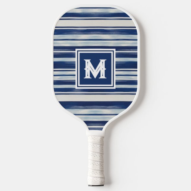 Monogramm (blau und weiß gestrichen) pickleball schläger (Vorderseite)