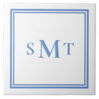 Monogramm Blau und Weiß mit drei Buchstaben