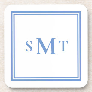 Monogramm Blau und Weiß mit drei Buchstaben Getränkeuntersetzer