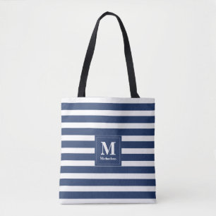Monogramm Blau und Weiß Streifen