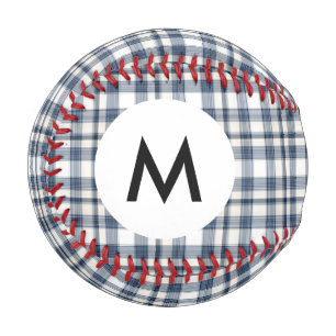 Monogramm Blau Weiß Kariert 1 Baseball