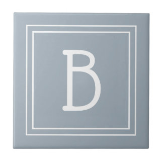 Monogramm Blau-Weißes Modernes Farmhaus-Initial Fliese