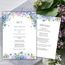Monogramm Blaue Hortensien-Rand-Hochzeit Alles in