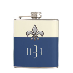 Monogramm-blaue Imitat-MetallLilie Flachmann