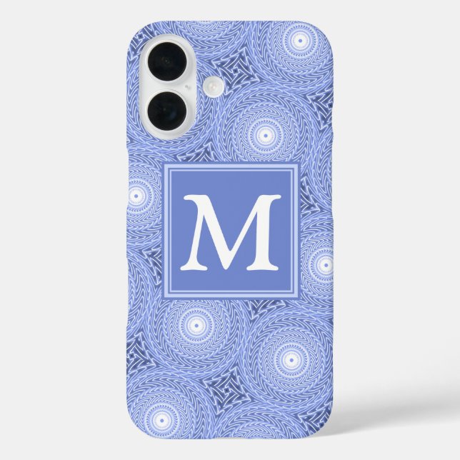 Monogramm blaue Kreise Muster Case-Mate iPhone cas Hülle (Rückseite)