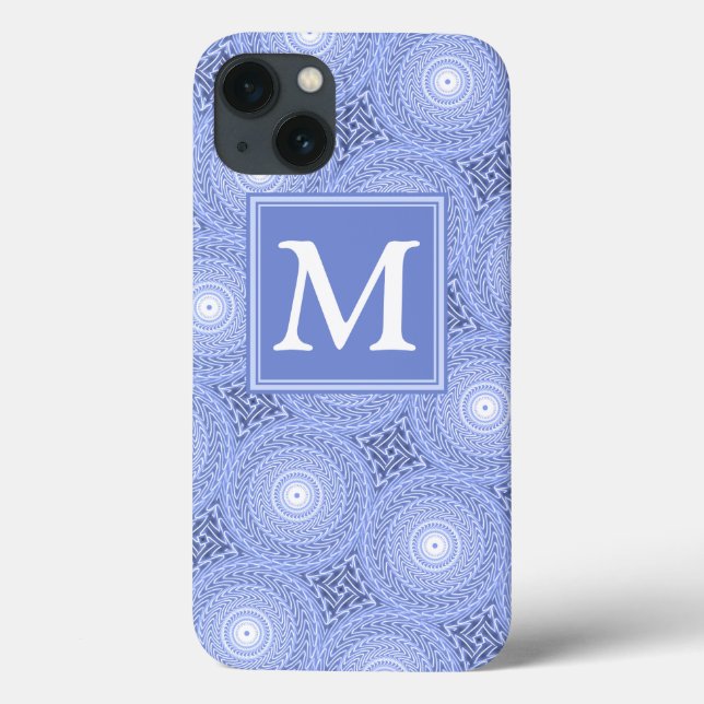 Monogramm blaue Kreise Muster Case-Mate iPhone cas Hülle (Rückseite)