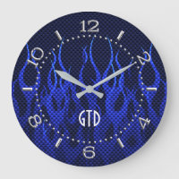 Monogramm blaue Racing-Flammen auf Carbon Fibre Pr
