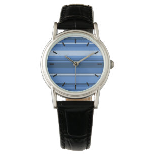 Monogramm blaue Streifen Armbanduhr