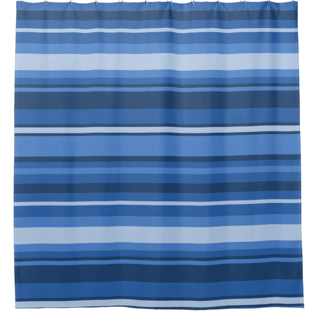 Monogramm blaue Streifen Duschvorhang (Vorderseite)