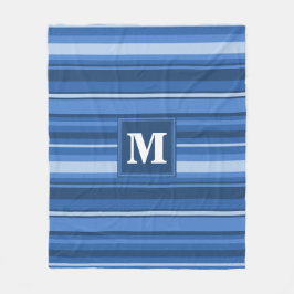 Monogramm blaue Streifen Fleecedecke