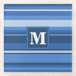 Monogramm blaue Streifen Glasuntersetzer