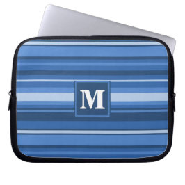 Monogramm blaue Streifen Laptopschutzhülle