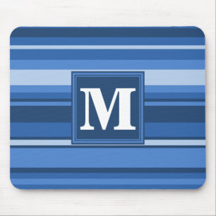 Monogramm blaue Streifen Mousepad