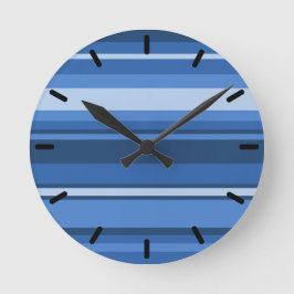 Monogramm blaue Streifen Runde Wanduhr