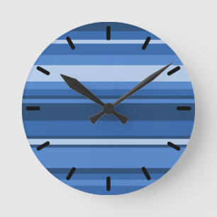 Monogramm blaue Streifen Runde Wanduhr